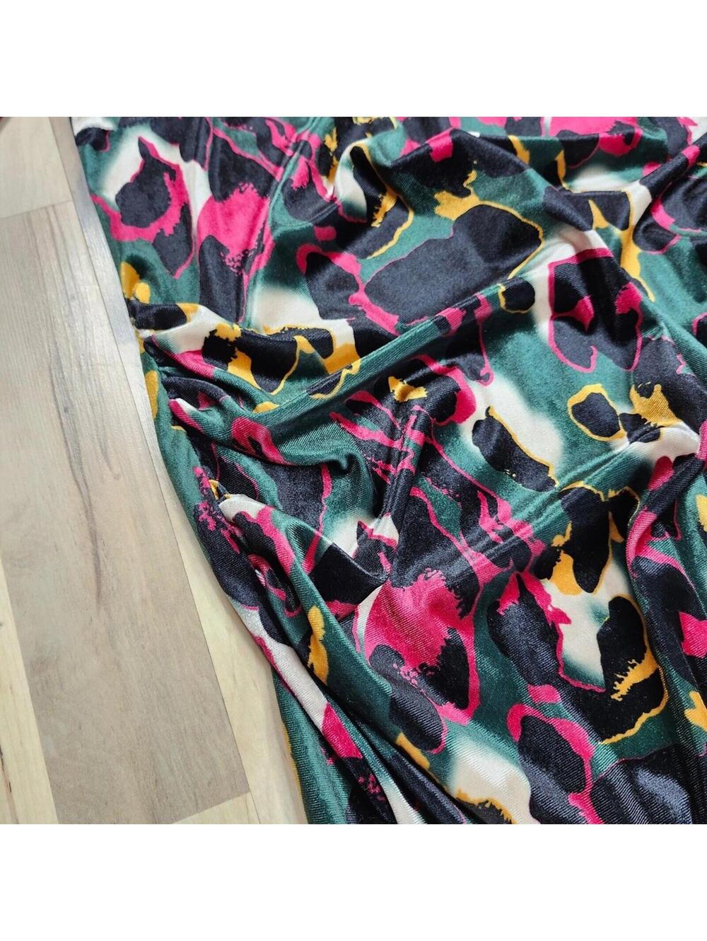 Maternity Maxi Dress Abstract Print 3/4 Sleeve Ruched Bodycon Women's Size 16 - Picture 5 of 8